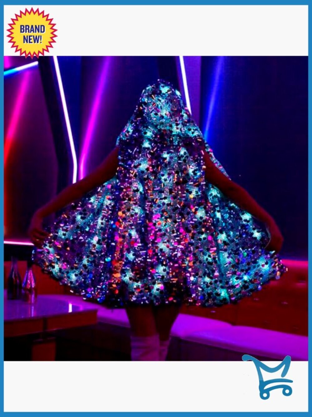 Sequined LED Light Up Vest Hooded Rave Festival Jacket Multicolor Glow - Picture 2 of 7